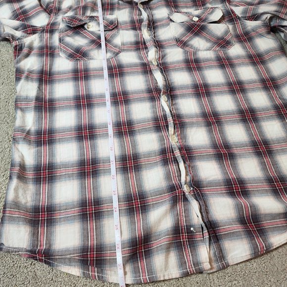 Converse One Star Flannel Shirt Mens Medium Red Black Button Up Long Sleeve - Picture 8 of 8